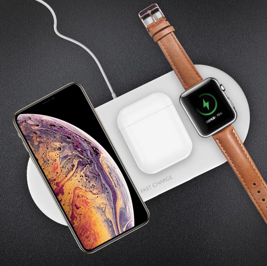 3 in 1 kablosuz şarj pedi uyumlu Apple Watch serisi için 5 4 3 2 1, airpods şarj durumda ile