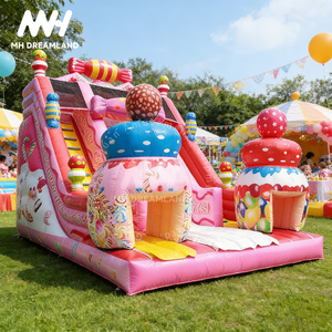 Château gonflable à thème cookie et toboggan combinés, toboggan à gâteau gonflable rose, commercial pour la <span class=keywords><strong>location</strong></span> d'événements - Product Image 3