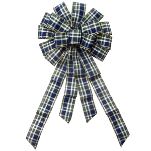 Fiocco di natale Plaid al mirtillo largo 2.5 pollici 14 pollici lungo 24 pollici anello elasticizzato in poliestere cablato decorazioni natalizie - Product Image 1