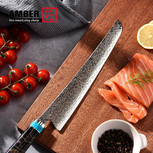 琥珀色批发10英寸日本切片机37层大马士革钢铜衬里VG10大马士革厨房gyut刀树脂手柄 - Product Image 4