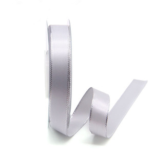Cinta de 3mm-38mm para caja de regalo de decoración de Navidad Manual DIY, borde dorado y plateado, cinta Santin dorada/plateada en stock - Product Image 5