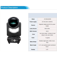 Event Dj Disco Sharpy Beam Dmx 14 Gobo 48 + 8 Prism 295W 14R Lumière principale mobile avec étui