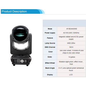 Event Dj Disco Sharpy Beam <span class=keywords><strong>Dmx</strong></span> 14 Gobo <span class=keywords><strong>48</strong></span> + 8 Prism 295W 14R Luz con cabezal móvil con estuche - Product Image 4