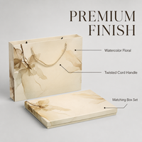 Sac cadeau floral en papier crépon avec poignée torsadée et boîte cadeau assortie, idéal pour boutiques, OEM, marque privée, vente en gros