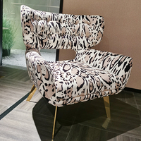 Chaise de loisirs italienne légère et luxueuse à imprimé léopard Designer de villa haut de gamme Chaise à dossier pour salon