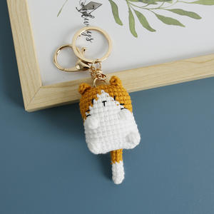 Haute qualité <span class=keywords><strong>laine</strong></span> douce au crochet chat porte-clés conception à la main tricoté en peluche Animal pendentif bon cadeau sac à dos breloque - Product Image 5