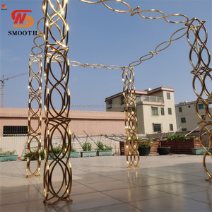 LISSE haute qualité brillant or mariage acier inoxydable métal or Chuppah Mandap toile de fond pour les événements de mariage décor - Product Image 2