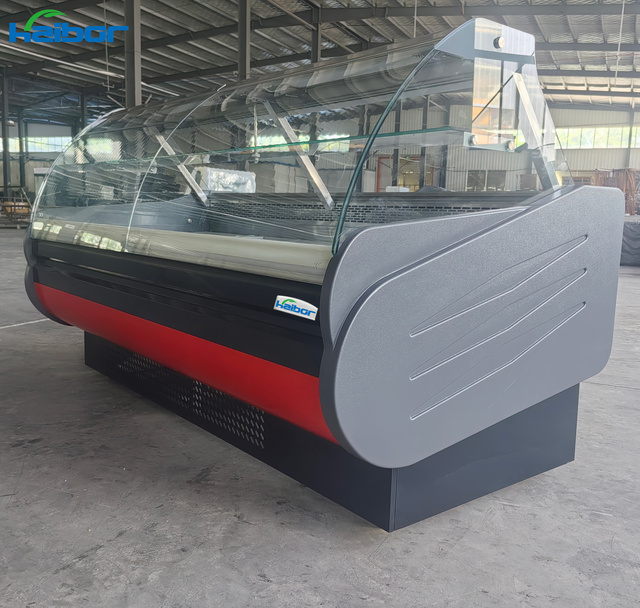 Air Cooled Frost Free Deli Display Fridge Refrigerated Meat Case Curved Glass Deli Cooler Showcase Countertop Refrigerator