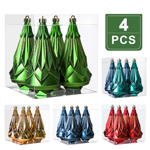 Juego de 4 Adornos Navideños Ovalados de Plástico Irrompible, Modernos, en 2 Colores, Decoraciones Colgantes para Árbol de Navidad, Decoración para Fiestas Navideñas - Product Image 1