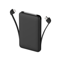 Mini Banco de Energía Personalizado de 5000 mAh, Batería Ultrafina con Cables Integrados