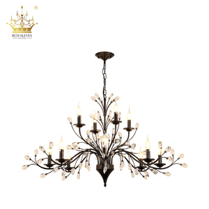 Precio barato sombra de lujo negro grande sala de estar de lujo de cristal vela colgante de techo de luz de la lámpara de araña - Product Image 4