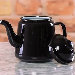 Чайник и чайник с эмалью, черный, красный, кремовый, синий цвет, 14 см, 1,3 л