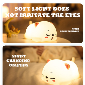 Offre Spéciale mignon bébé charge durable USB Rechargeable 7 couleurs capteur tactile Silicone chat lampe veilleuse pour les enfants - Product Image 3