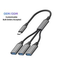 Hub USB 3.0 Type C 3 ports, adaptateur OTG, alliage d'aluminium, hub de répartition de données USB C vers USB pour ordinateur portable, PC, téléphone, caméra, manette de jeu