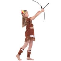 Costume indien pour enfants Baige Kids Indian Princess Huntress, marron à franges, pour garçons et filles