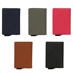 PU Anti-Theft Open Business Credit Card Holder <b>Wallet</b> Nylon Lining Short Length Pop-Up Design <b>RFID</b> Blocking Large Capacity - Product Image 6