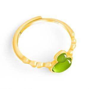 Bague en jade néphrite naturel et jaspe gourde, argent S925, style chinois, bijoux pour femme, cadeau avec certificat d'évaluation D964 - Product Image 3
