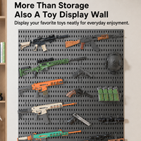 Rak Dinding Pegboard Modular Tanpa Bor, Panel Multi-Lubang untuk Senapan Busa Anak & Peralatan Menembak Taktis