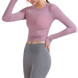 Tops de yoga à manches longues pour femmes sur mesure, vente en gros, chemises de sport pour filles, vêtements de sport pour femmes, vêtements de fitness pour l'équitation, vêtements de sport pour la salle de sport, t-shirt - Product Image 1