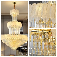 Lustre en cristal K9 moderne pour villa décorative, grand hôtel, projet de luxe, aluminium, éclairage LED décoratif, suspension longue