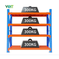 Étagères de stockage à longue portée de moyenne capacité pour garage, système d'étagères à 4 niveaux