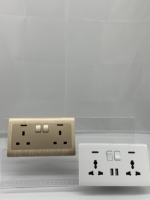 UK Standard Peinture Pc couleur or Double prise 13A avec interrupteur d'éclairage mural Neo Electrical Supplies