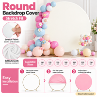 Penutup Lengkung Bulat Grosir untuk Dekorasi Pesta Pernikahan, Ulang Tahun, dan Baby Shower, Bahan Kain Polyester Stretch