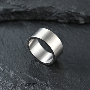Minimalist Matte Flat <b>Titanium</b> Steel <b>Ring</b> For Men Steel Black Antique Silver Gold Colorfast Jewelry Gift From Dongguan - Product Image 2