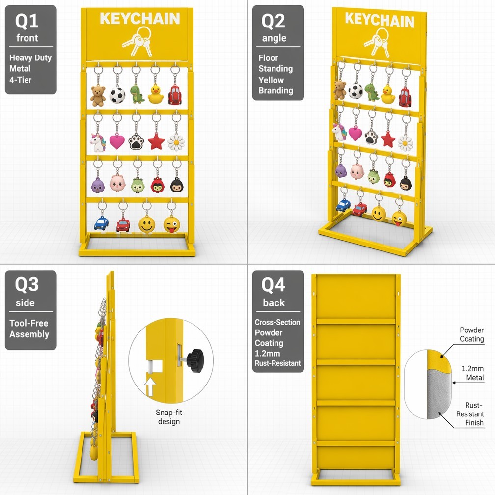 Apache Custom Metal Figure Display Rack Countertop Spinning 4-Tier Pop Mart Toy Organizer OEM for Blind Box Retail Store OEM ODM — view 3