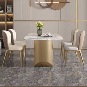 Mesa de <span class=keywords><strong>Comedor</strong></span> Minimalista de Lujo, Muebles de Cocina, Mesa de Piedra Sinterizada, <span class=keywords><strong>6</strong></span> <span class=keywords><strong>Sillas</strong></span> para <span class=keywords><strong>Comedor</strong></span>, Hogar, Apartamento <span class=keywords><strong>Pequeño</strong></span> - Product Image 3