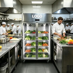 Réfrigérateur vertical professionnel à double porte, refroidissement par ventilateur, haut de gamme, en acier inoxydable, pour préparation culinaire, classe énergétique A++ C - Product Image 2