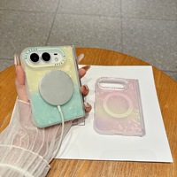 Étui de téléphone pliable avec charnière en TPU PC finition coquille irisée IMD pour iPhone DUO, coque magnétique