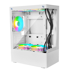 MANMU Gaming Pc Case MATX Color blanco Mid Tower PC Gamer Gabinete Carcasa Computadora Estuches Torres Vidrio templado Pc Tower Case - Product Image 1