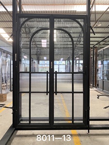 Porte d'entrée en acier profilé mince 2026 avec double vitrage cannelé trempé et finition <span class=keywords><strong>peinture</strong></span> fluorocarbone - Product Image 3