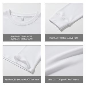 T-shirt Homme Oversize en Coton Lourd 280 g/m² TKAN1000D Manches Longues Blanc Épaules Tombantes Prix Bas Streetwear Vente en Gros - Product Image 2