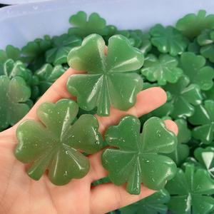 Vente en gros de trèfles à quatre feuilles en cristal de guérison, en fluorite violette naturelle et <span class=keywords><strong>aventurine</strong></span> verte, artisanat en quartz pour la décoration - Product Image 3