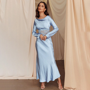 <b>Wedding</b> <b>Dress</b> Long Sleeve Sheath Scoop Neck Backless Natural Waist Solid Color Polyester FDL0690 - Product Image 4