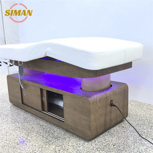 Table de massage <span class=keywords><strong>électrique</strong></span> de luxe beige et blanche Siman personnalisable à 4 moteurs, durable, pour spa beauté, hôtel, usage commercial, moderne et ergonomique - Product Image 3