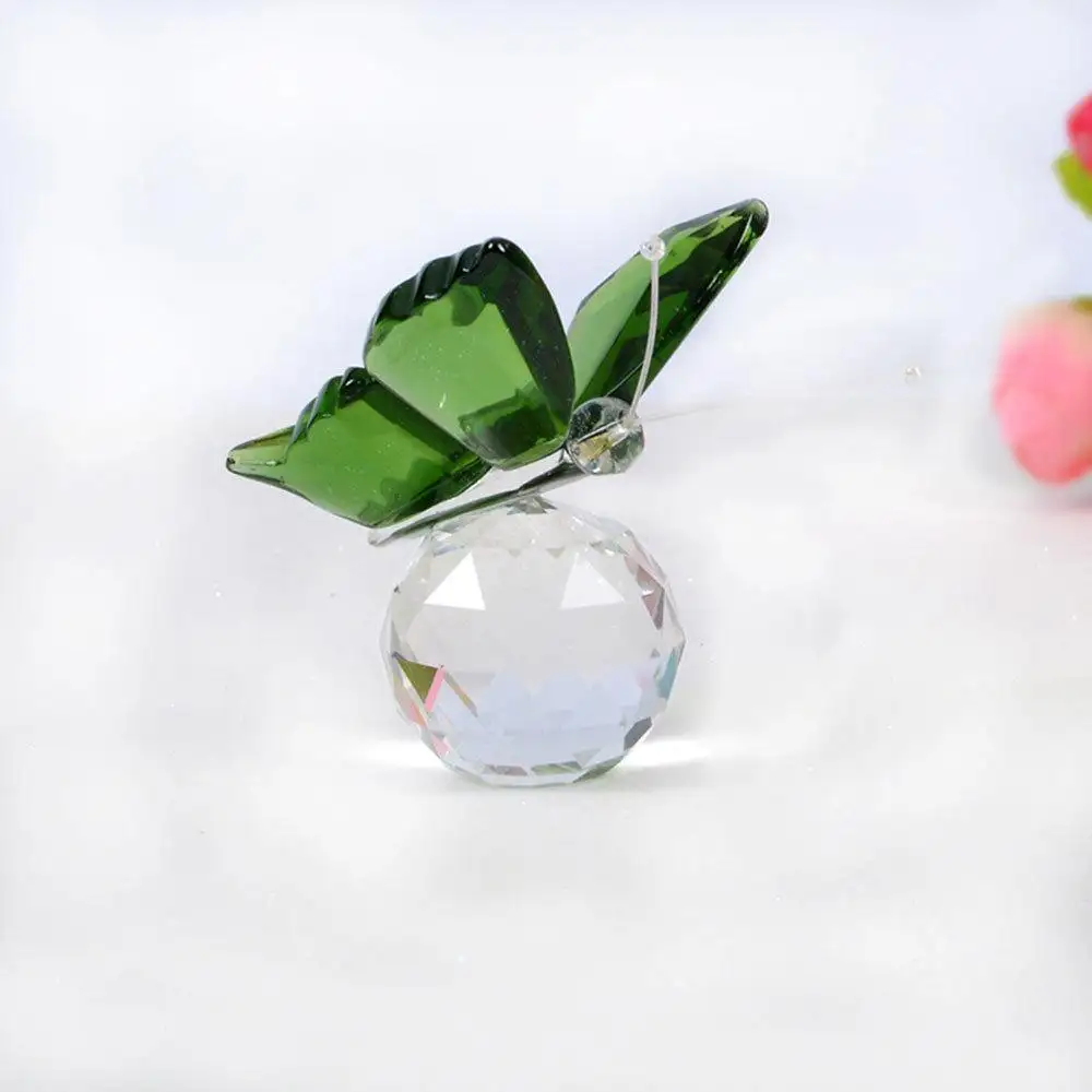 Wholesale Pink K9 Crystal Butterfly Glass Butterfly Crystal Funny Animals Figurine For Wedding Favor