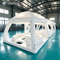 Plateforme flottante gonflable Yuetong DWF et tente gonflable sur l'île flottante, plateforme gonflable avec tentes pare-soleil, table aquatique