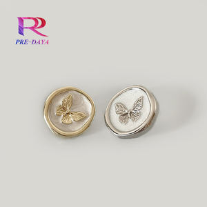 Vintage High Quality Fashion Designer Large Sew Gold Butterfly <strong>Metal</strong> Jeans <strong>Button</strong> Silver Pearl Mushroom Tack <strong>Button</strong> - Product Image 3