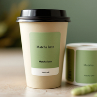 Rouleau d'autocollant personnalisé d'étiquette de café brillant pour gobelet en plastique et en papier