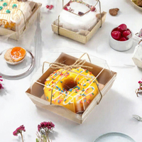 Boîte à gâteau transparente dorée avec logo personnalisé en relief, en carton recyclé, adaptée aux aliments, pour desserts et mousses