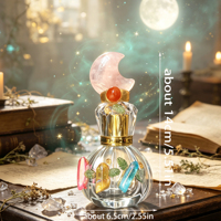 Flacon de parfum en cristal naturel en forme de lune, flacon pulvérisateur décoratif en verre avec pierre précieuse pour la guérison spirituelle et l'aromathérapie