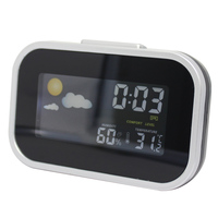 Station météo numérique électronique de bureau avec grand écran LED couleur, horloge intelligente, humidité, température