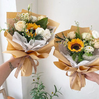 Kertas Kraft Tondo Pembungkus Bunga Kain Buket untuk Hadiah Hari Valentine
