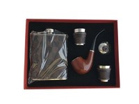 Personnalisation 8 oz personnalisé en acier inoxydable jack daniel ensemble de flasques en cuir noir