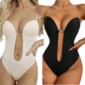 Seamless Breathable Tummy Control Abdomen Push Up Thong Backless Shapewear Bodysuit Body Shaper For Women With Bra For Ladies