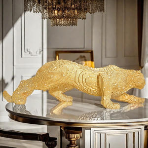 Nouveau créatif artistique sculpté marche léopard ornement résine époxy Figurine maison salon meuble TV bureau - Product Image 2