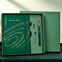 Agenda hebdomadaire et mensuel Premium 2027, carnet de notes avec couverture en PU, coffret cadeau avec LOGO pour cadeaux d'entreprise, cadeaux personnels